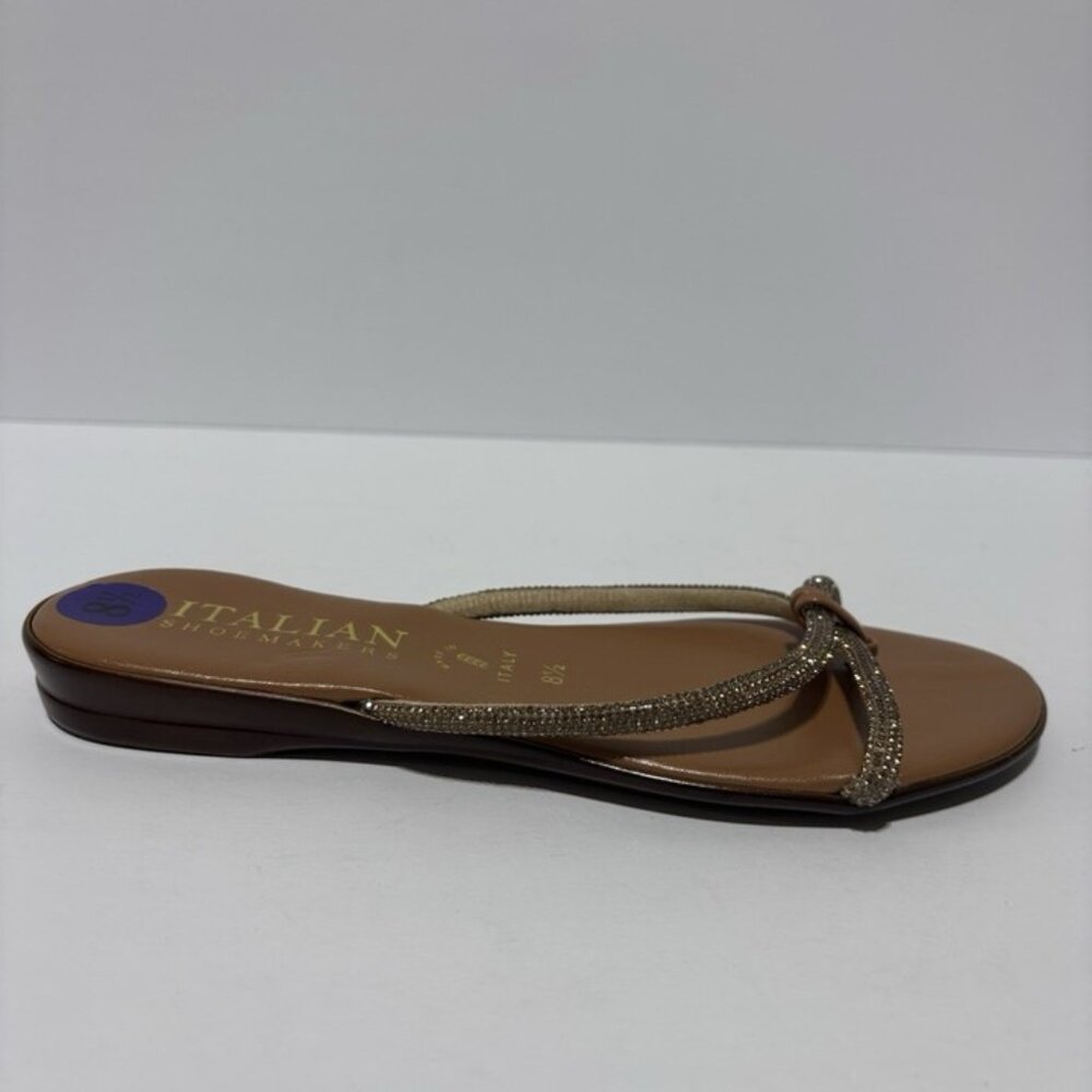 Italian Shoemakers Gold Beaded Toe-Loop Sandal